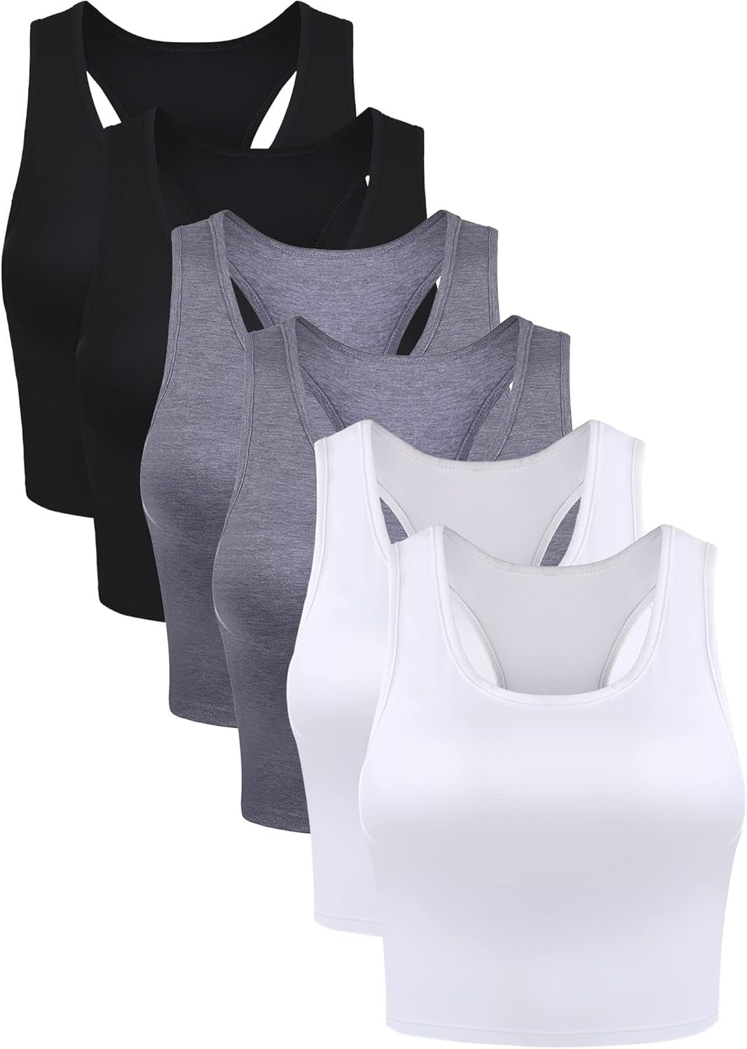 Essential 6-Pack Sleeveless Racerback Sports Crop Tops for Women & Girls – Your Go-To for Everyday Style and Comfort!