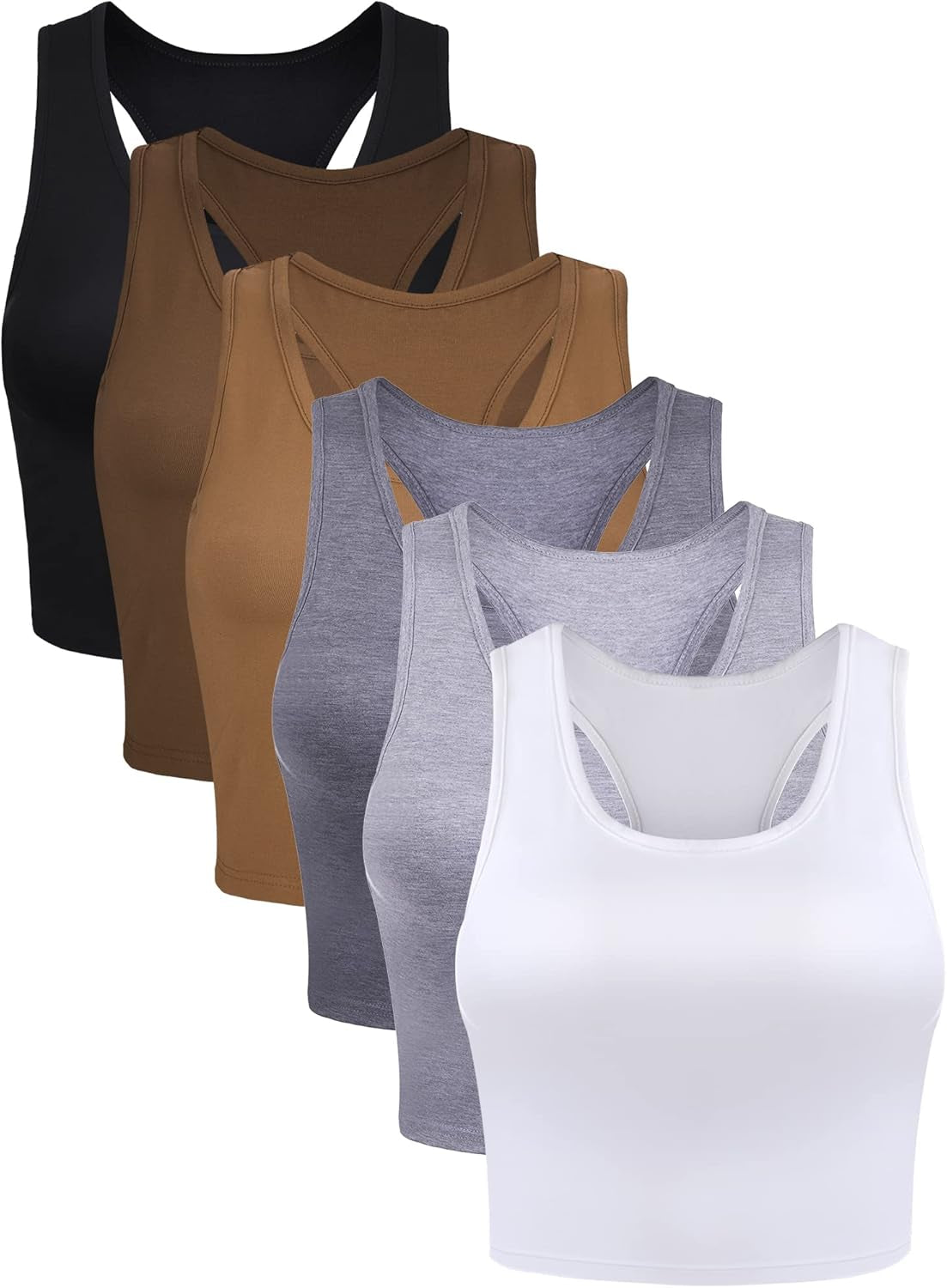 Essential 6-Pack Sleeveless Racerback Sports Crop Tops for Women & Girls – Your Go-To for Everyday Style and Comfort!