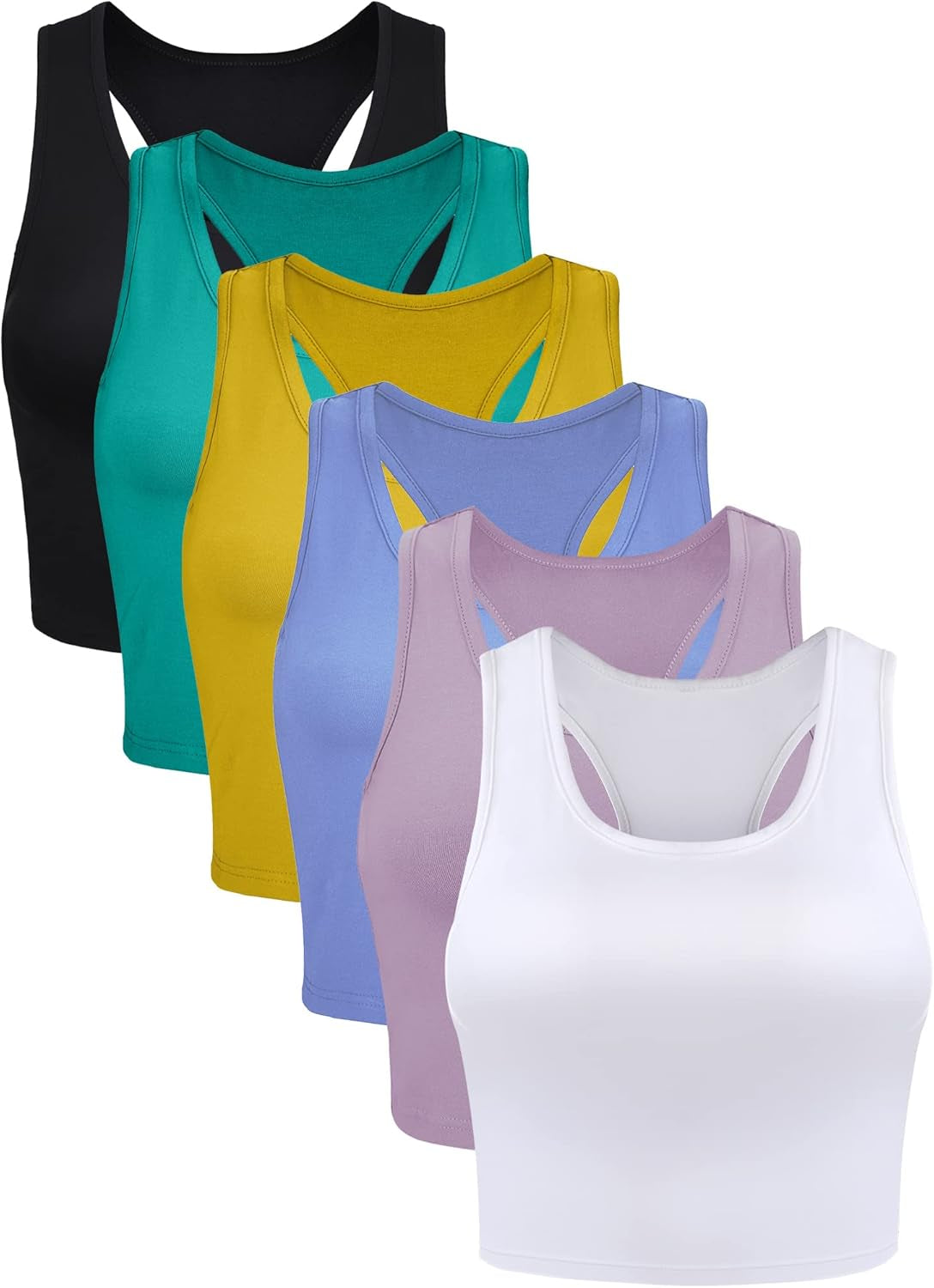 Essential 6-Pack Sleeveless Racerback Sports Crop Tops for Women & Girls – Your Go-To for Everyday Style and Comfort!