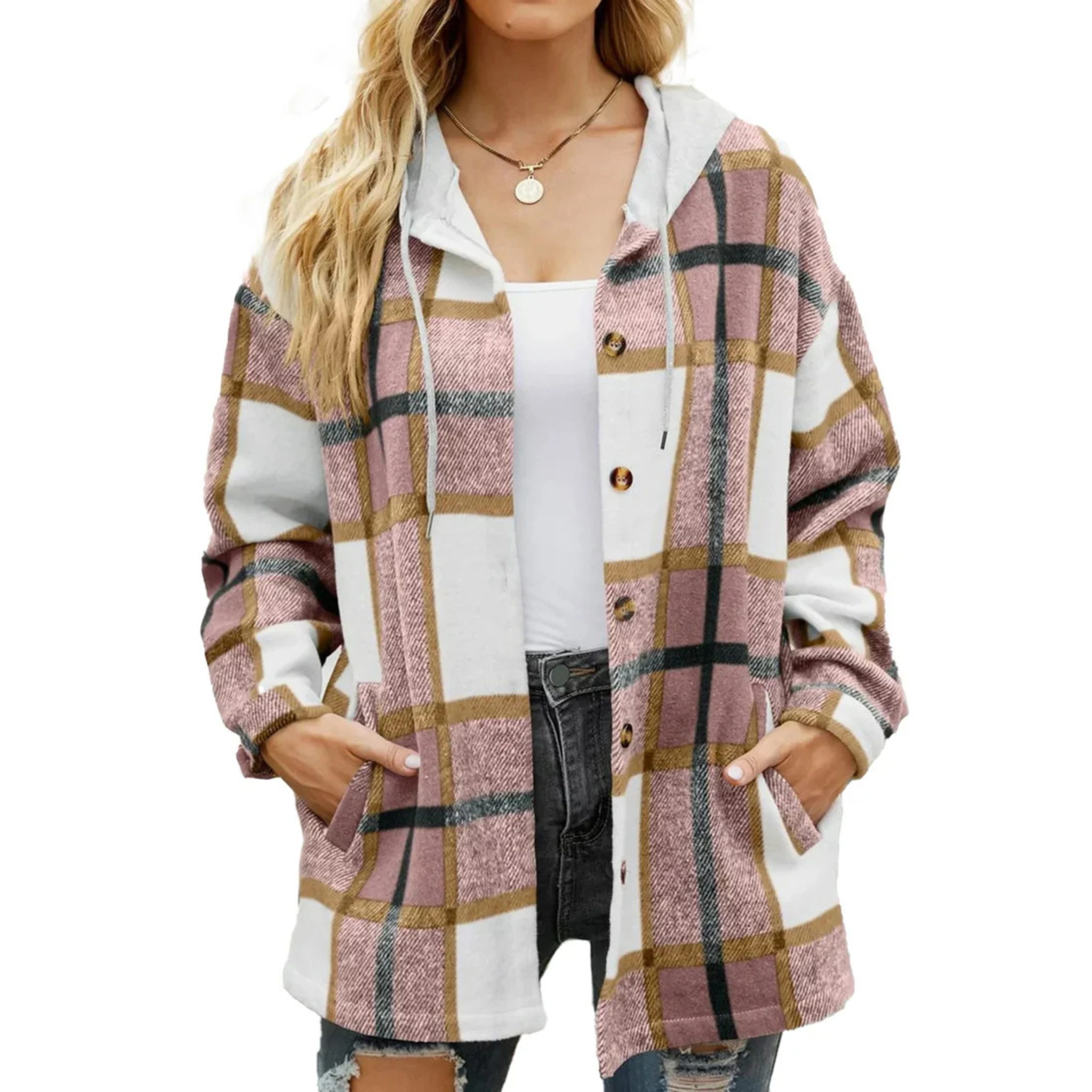 Flannel Shacket – Hooded Plaid Button Down Shirt Jacket with Pockets | Soft, Warm Fall & Winter Overshirt