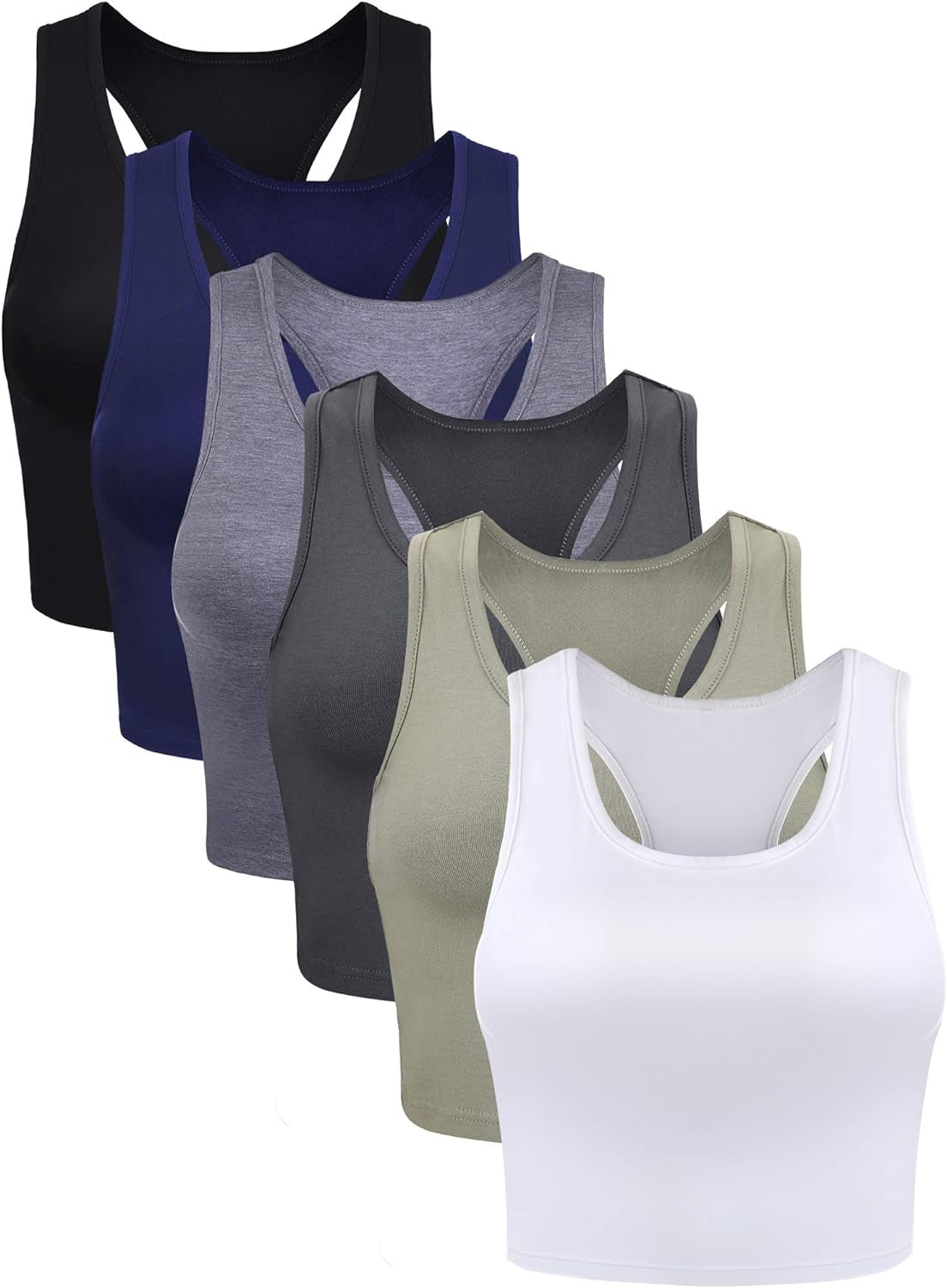 Essential 6-Pack Sleeveless Racerback Sports Crop Tops for Women & Girls – Your Go-To for Everyday Style and Comfort!