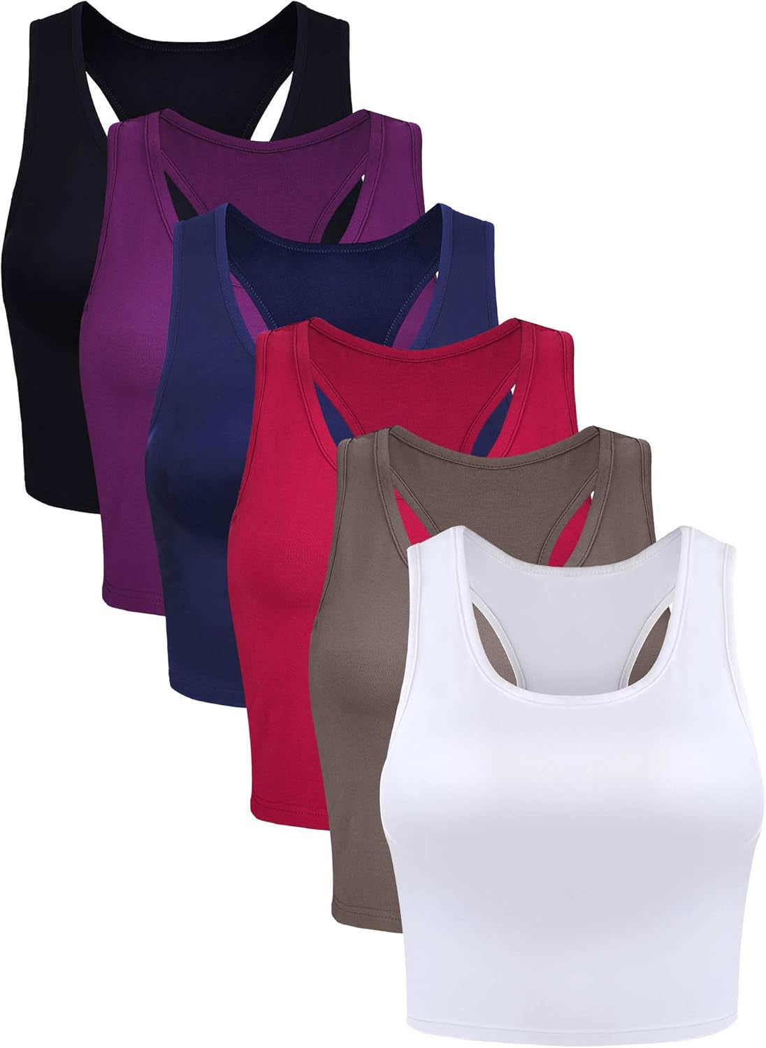 Essential 6-Pack Sleeveless Racerback Sports Crop Tops for Women & Girls – Your Go-To for Everyday Style and Comfort!