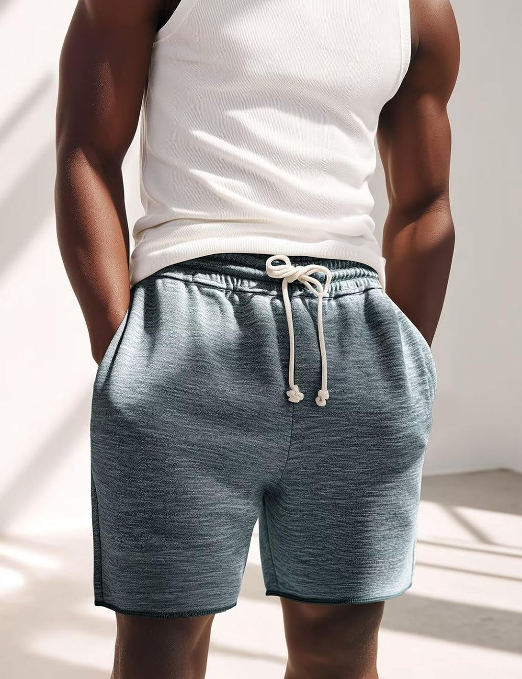 Men's Knit Terry Cloth Lounge Shorts with Drawstring and Pockets - 6 Inch Athletic Sweat Shorts